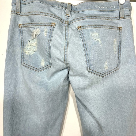 Current Elliott the stiletto chalky indigo shredded jeans light blue 26 - Picture 4 of 10